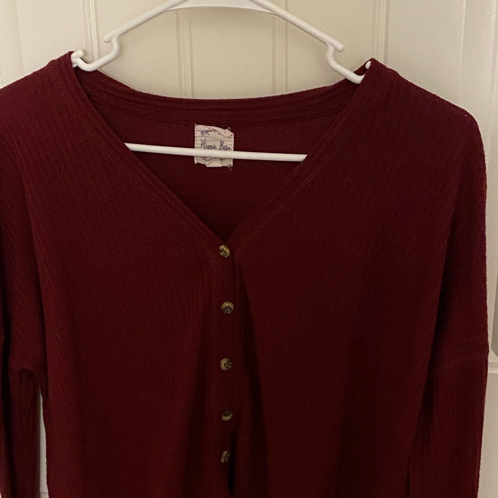 maroon and pink sweaters- slightly cropped